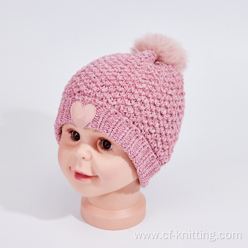 Children's fall/winter double-layered knitted beanie hat